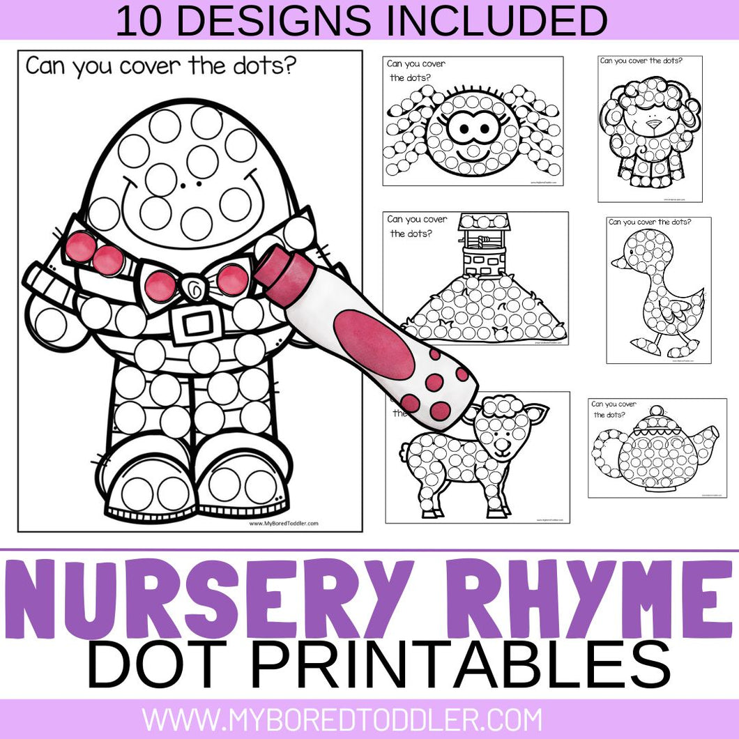 Nursery Rhyme Dot Printables - 2 Sizes