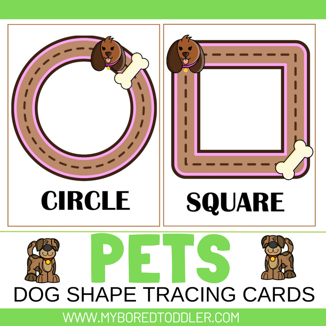 PETS - DOGS Shape Tracing Sheets