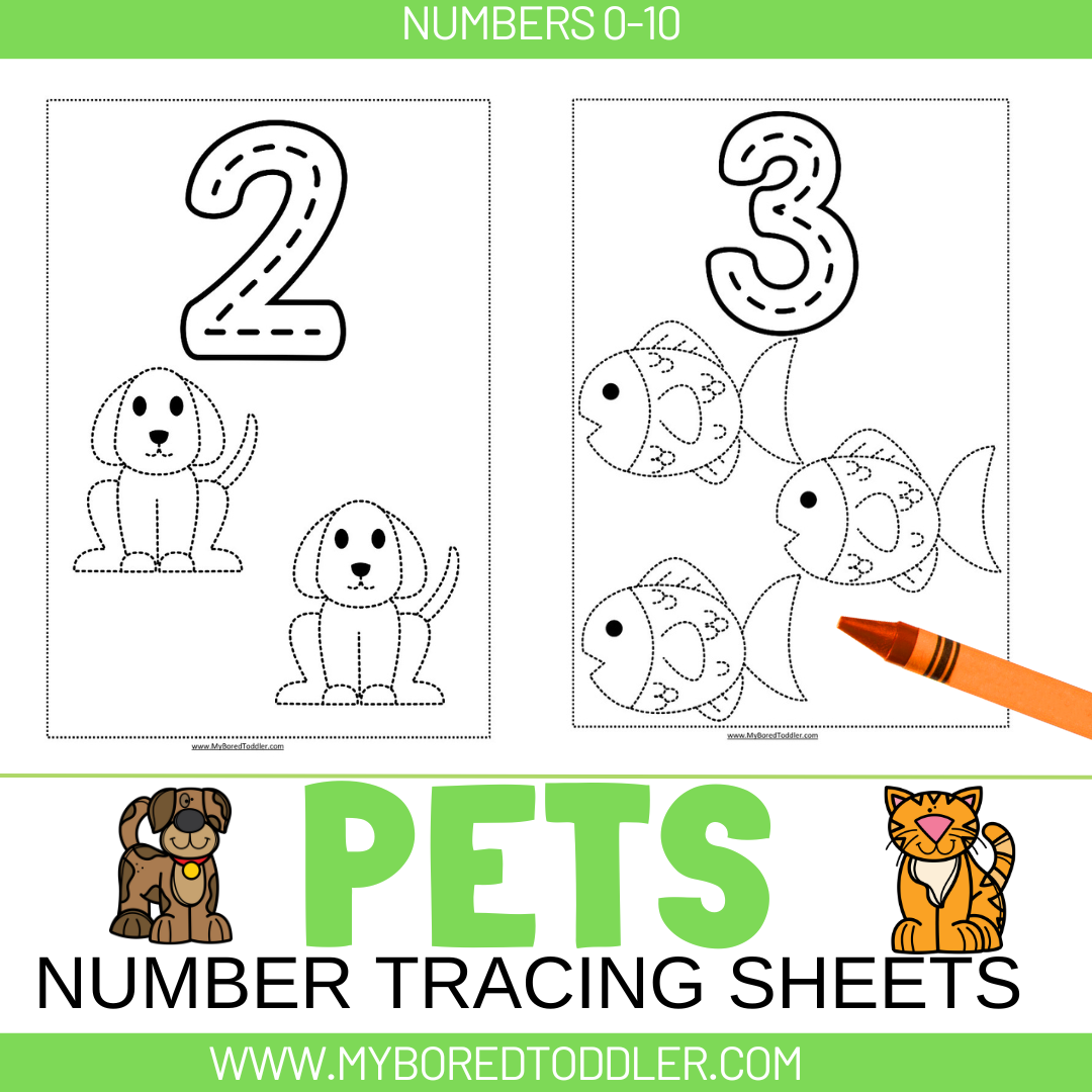 Pets Tracing Sheets Numbers 0-10