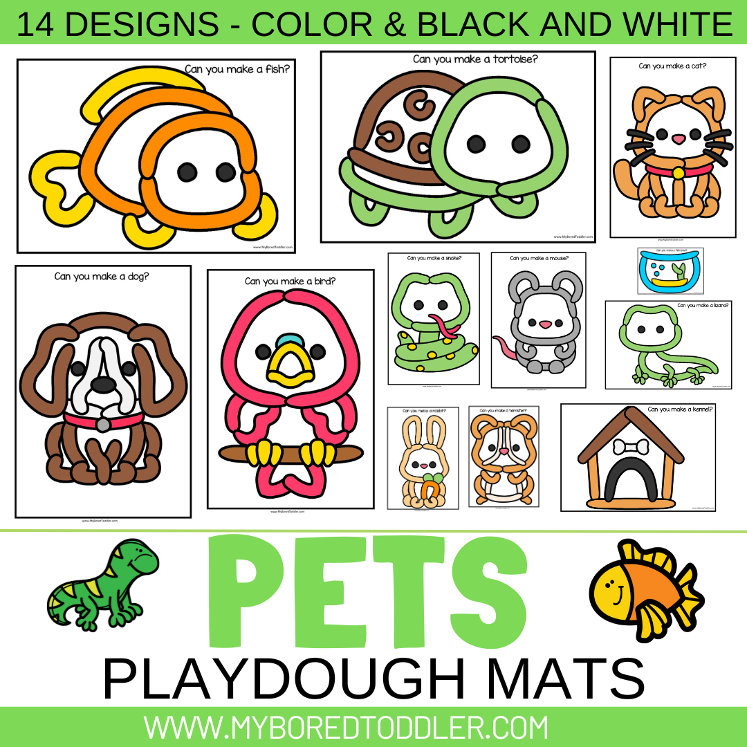 Pets Playdough Mats - Color & B&W