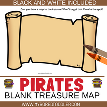 Load image into Gallery viewer, PIRATES Blank Treasure Map - Color &amp; B&amp;W
