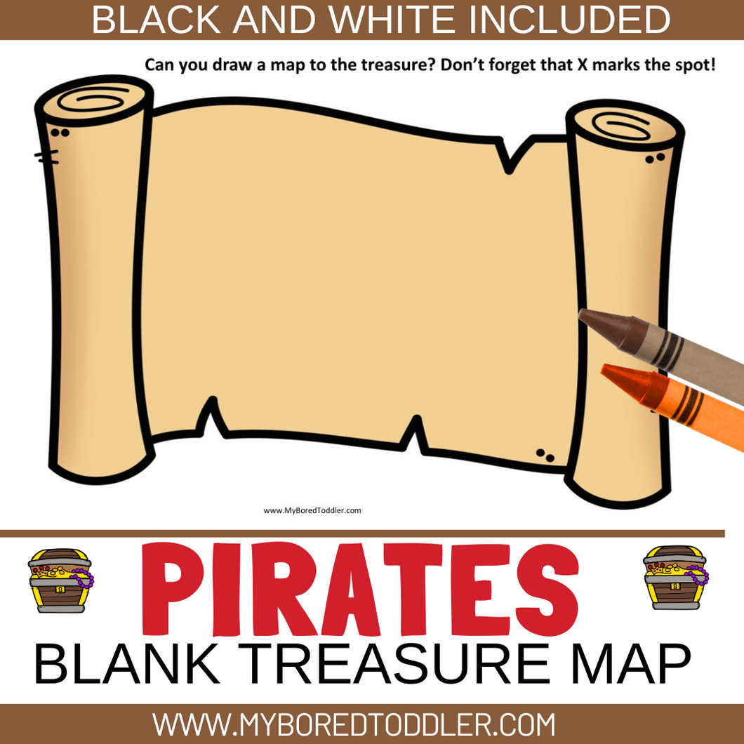 PIRATES Blank Treasure Map - Color & B&W