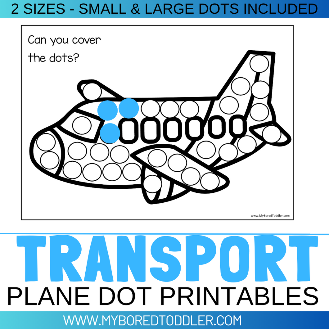 Planes Dot Printables x 4 - Dab a Dot Small and Large Dots