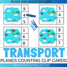 Load image into Gallery viewer, Transport Planes Counting Clip Cards 0-10
