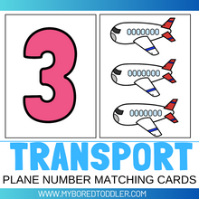 Load image into Gallery viewer, Transport Planes Number Matching Cards 0-10
