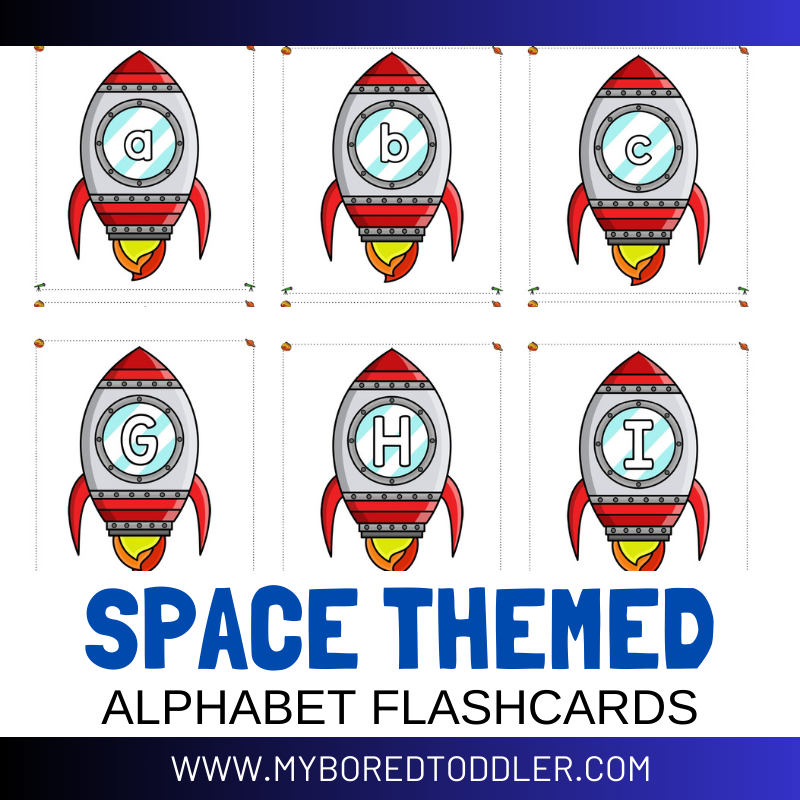 Space Alphabet Flashcards Lowercase - Rocket Theme