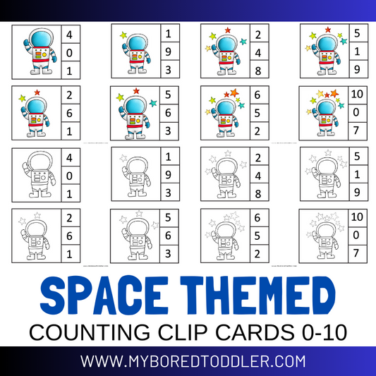 Space Counting Clip Cards 0 - 10 - Astronaut and Stars