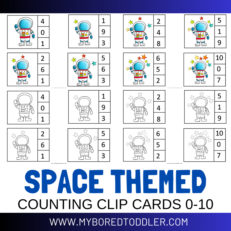 Space Counting Clip Cards 0 - 10 - Astronaut and Stars