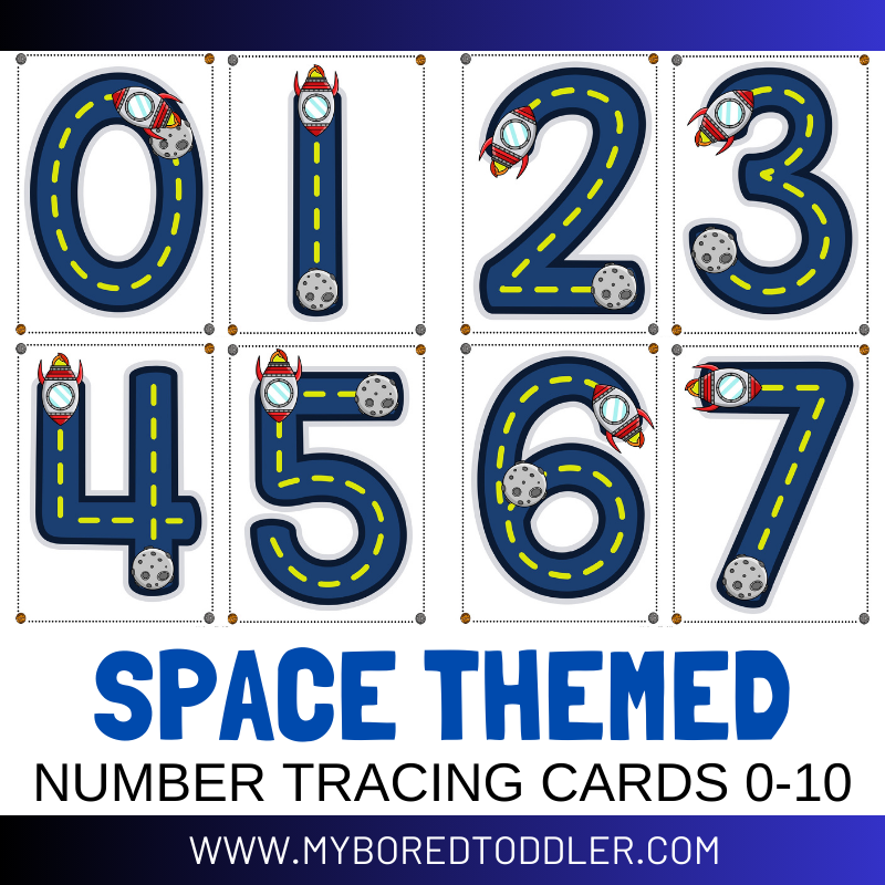 Space Number Tracing Cards 0 - 10