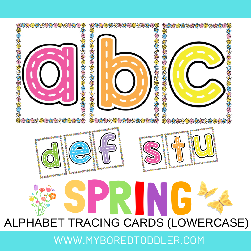 Spring Alphabet Card Spring Tracing Alphabet Cards - Lowercase – My Bored Toddler