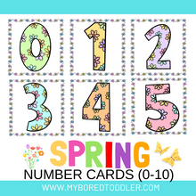 Load image into Gallery viewer, Spring Number Cards Zero to Ten
