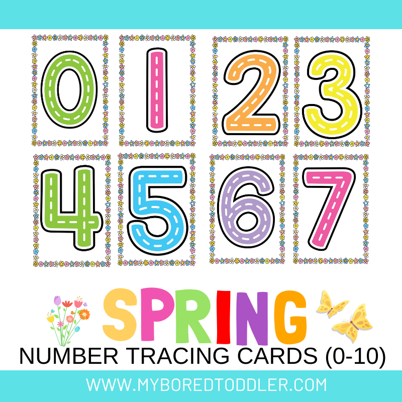 Spring Number Tracing Cards