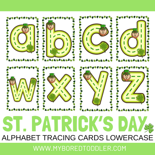 St Patrick's Day Alphaet Tracing Cards Lowercase & Uppercase
