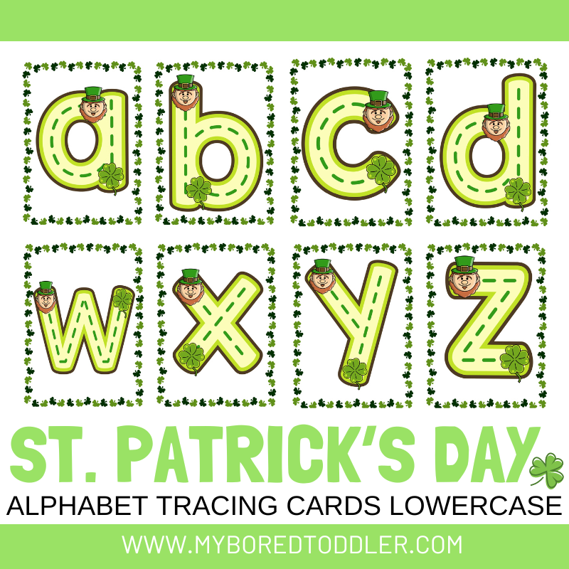 St Patrick's Day Alphaet Tracing Cards Lowercase & Uppercase