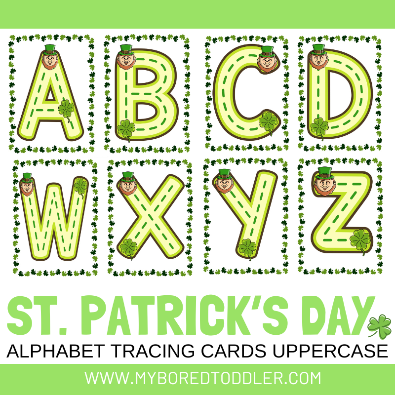St Patrick's Day Alphaet Tracing Cards Lowercase & Uppercase