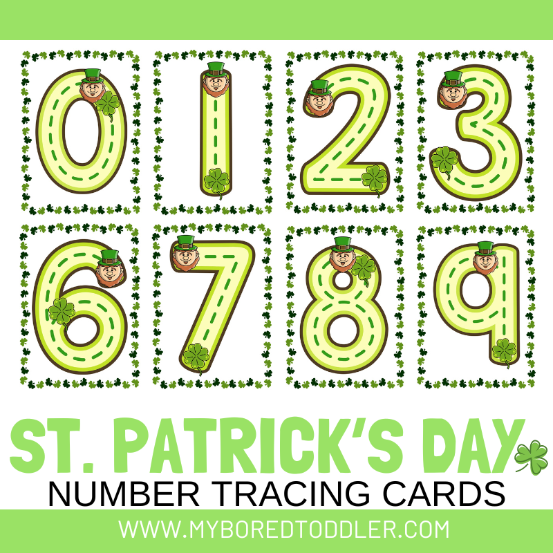 St Patrick's Day Number Tracing Cards 0-10