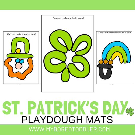 St Patrick's Day Playdough Mats - Color & Black & White