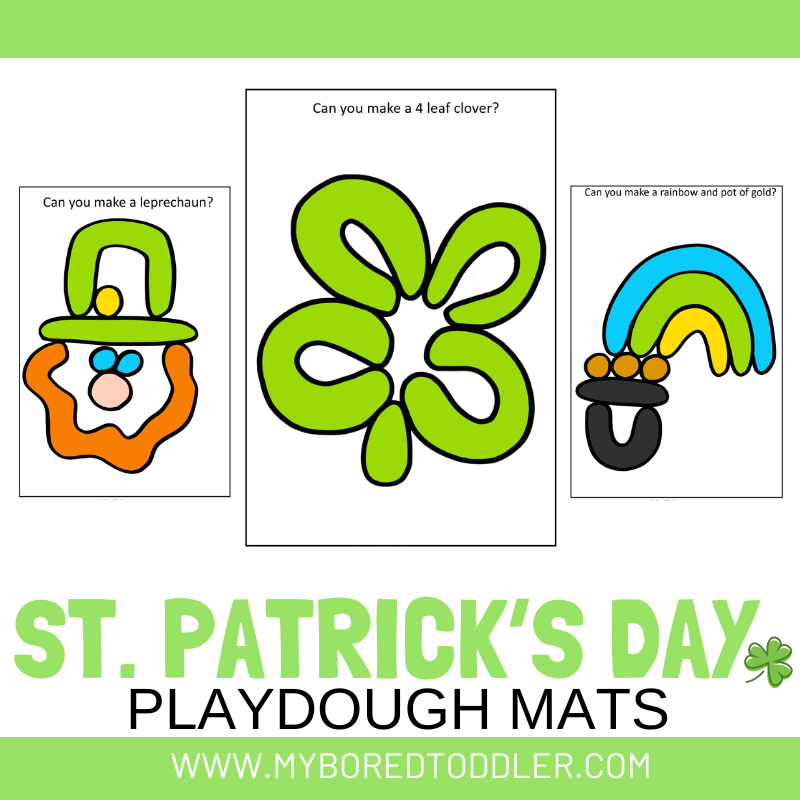 St Patrick's Day Playdough Mats - Color & Black & White