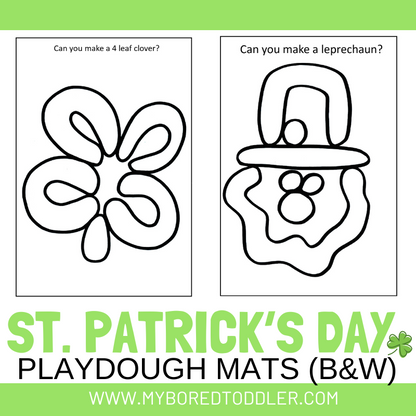 St Patrick's Day Playdough Mats - Color & Black & White