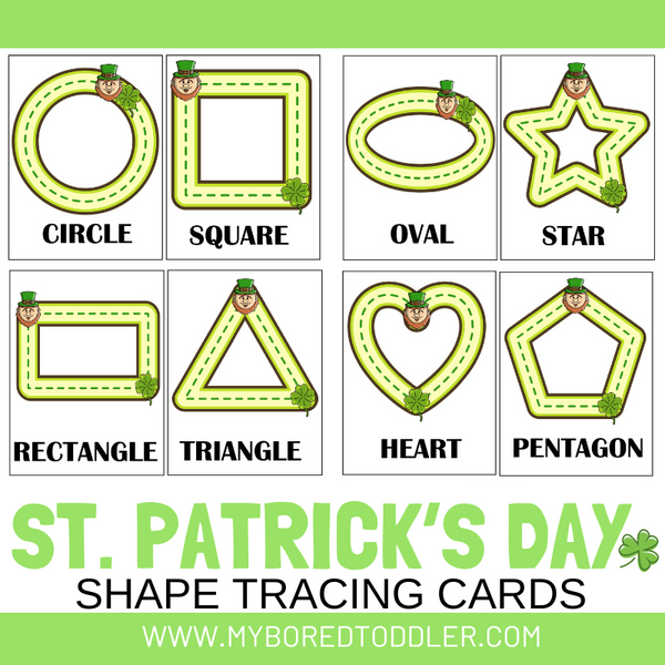 St Patrick's Day Shape Tracing Cards – My Bored Toddler