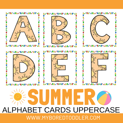 Summer Alphabet Flashcards - Uppercase & Lowercase