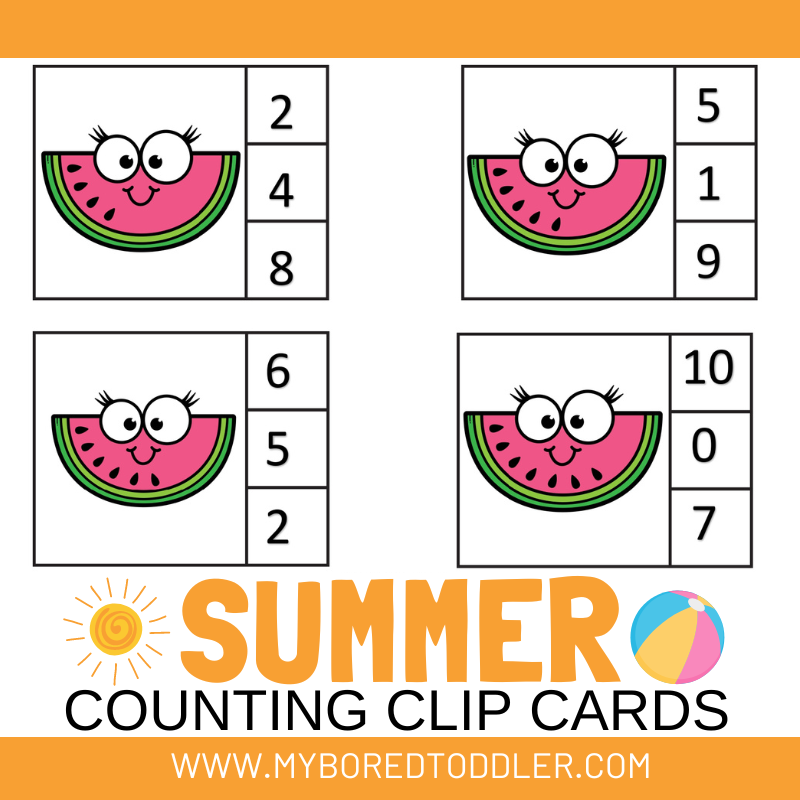 Summer Watermelon Counting Clip Cards 0-10