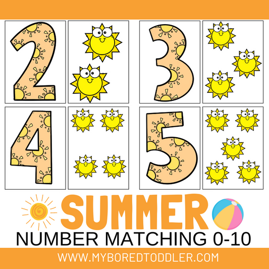 Summer Number Matching Cards - Counting  0-10