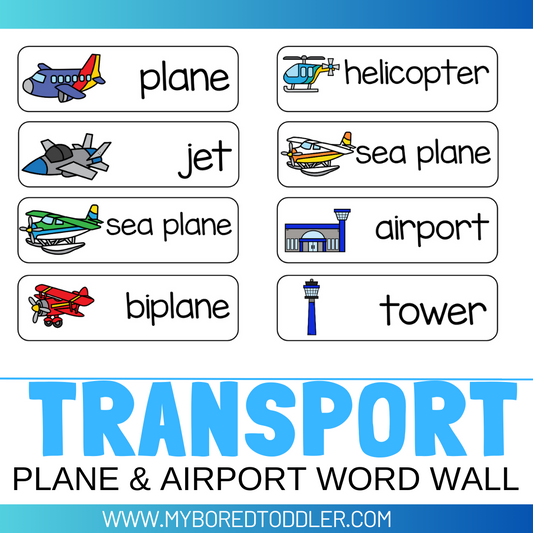 Transport Planes Word Wall Printable