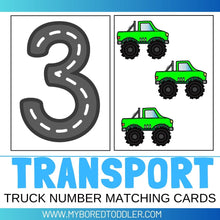 Load image into Gallery viewer, Number matching cards 0-10 - TRUCKS / TRANSPORT
