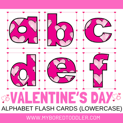 Valentine's Day Alphabet Flashcards Lowercase & Uppercase