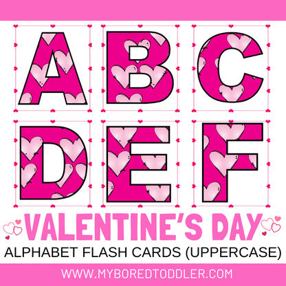 Valentine's Day Alphabet Flashcards Lowercase & Uppercase