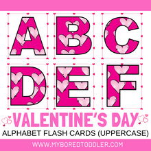 Load image into Gallery viewer, Valentine&#39;s Day Alphabet Flashcards Lowercase &amp; Uppercase
