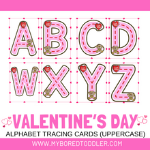 Load image into Gallery viewer, Valentine&#39;s Day Alphabet Tracing Cards Uppercase &amp; Lowercase
