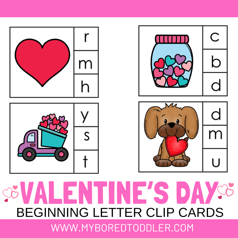 Valentine's Day Beginning Letter Clip Cards