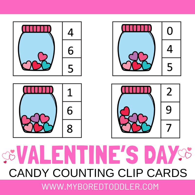 Valentine's Day Candy Counting Clip Cards Color