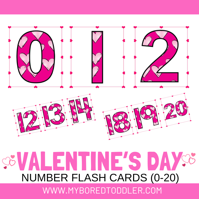 Valentine's Day Number Flashcards 0 - 20