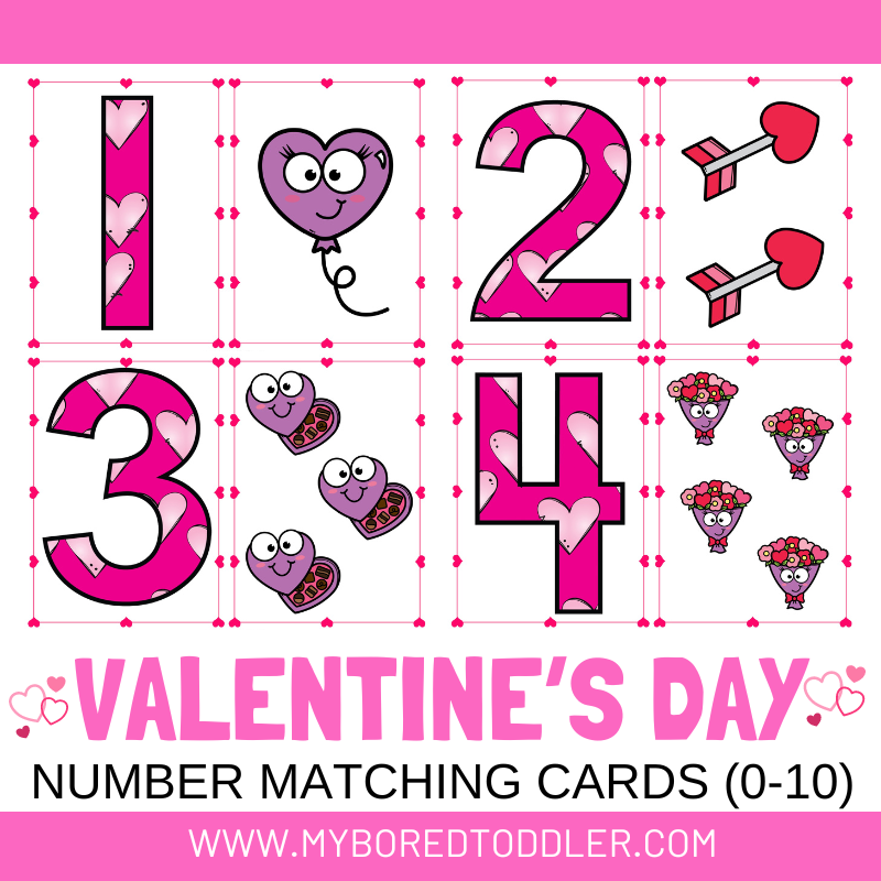 Valentine's Day Number Matching Cards 0 - 10