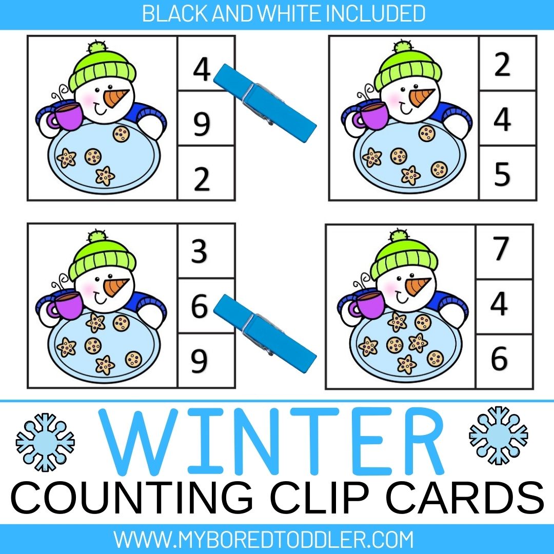 Winter - Snowman & Cookies Counting Clip Cards 0-10