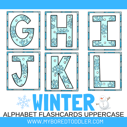 Winter Alphabet Flashcards Uppercase & Lowercase