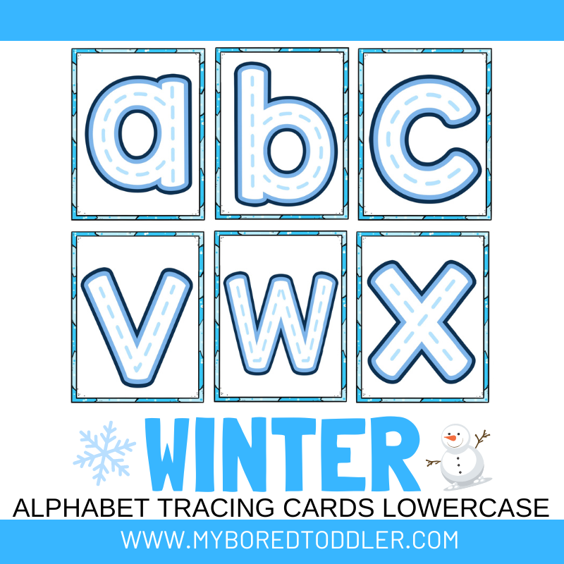 Winter Alphabet Tracing Cards Uppercase & Lowercase