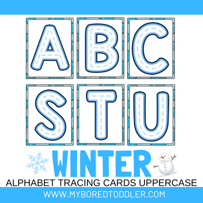 Winter Alphabet Tracing Cards Uppercase & Lowercase