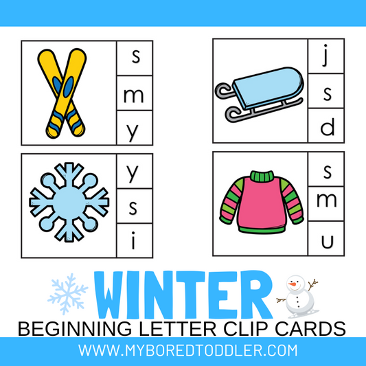 Winter Beginning Sounds / Letters Clip Cards