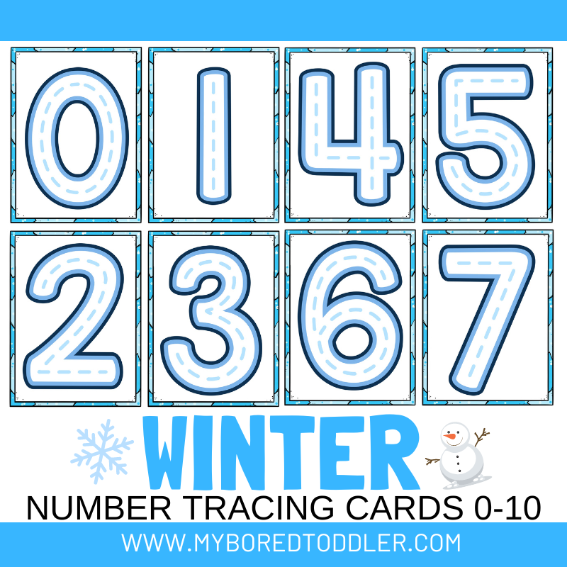 Winter Number Tracing Cards 0 - 10