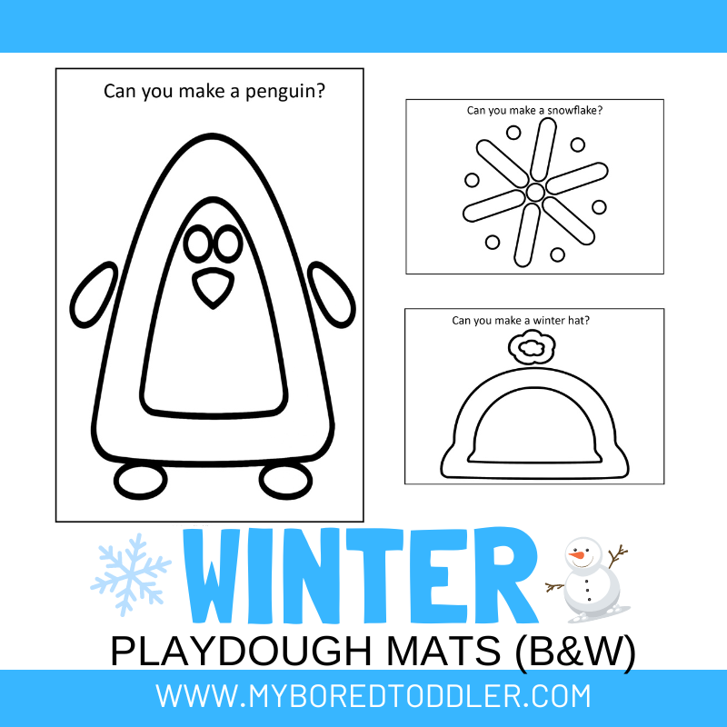 Winter Playdough Mats - Color & B&W
