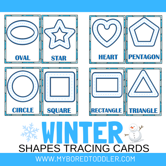 Winter Shapes Tracing Cards