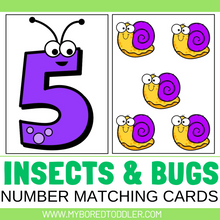 Load image into Gallery viewer, Insects &amp; Bugs Number Matching Cards 0-10
