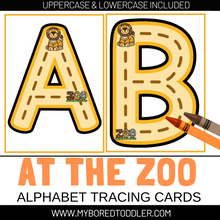 Load image into Gallery viewer, ZOO animal Alphabet Tracing Cards - Uppercase &amp; Lowercase
