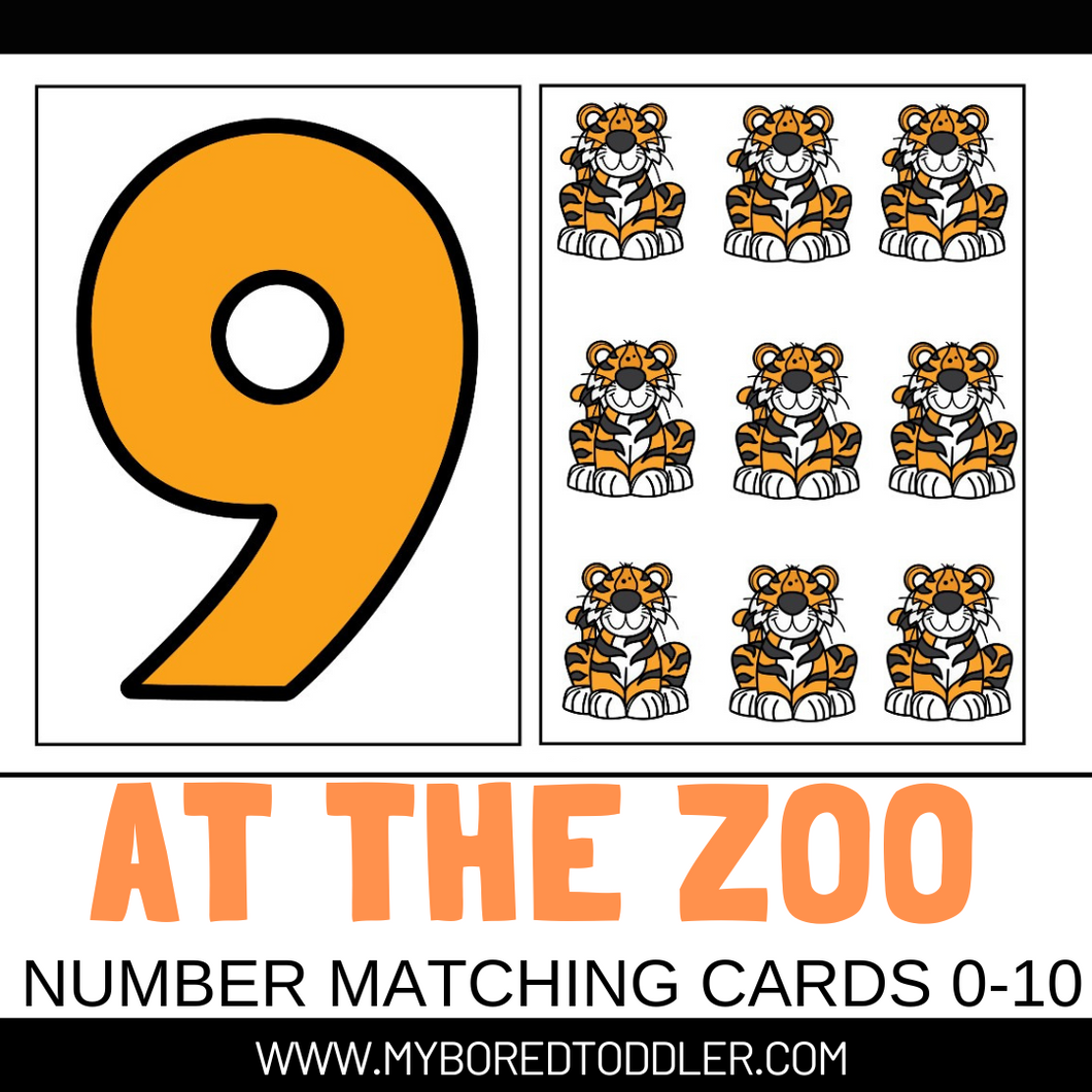 Zoo animals - Number Matching Cards 0-10
