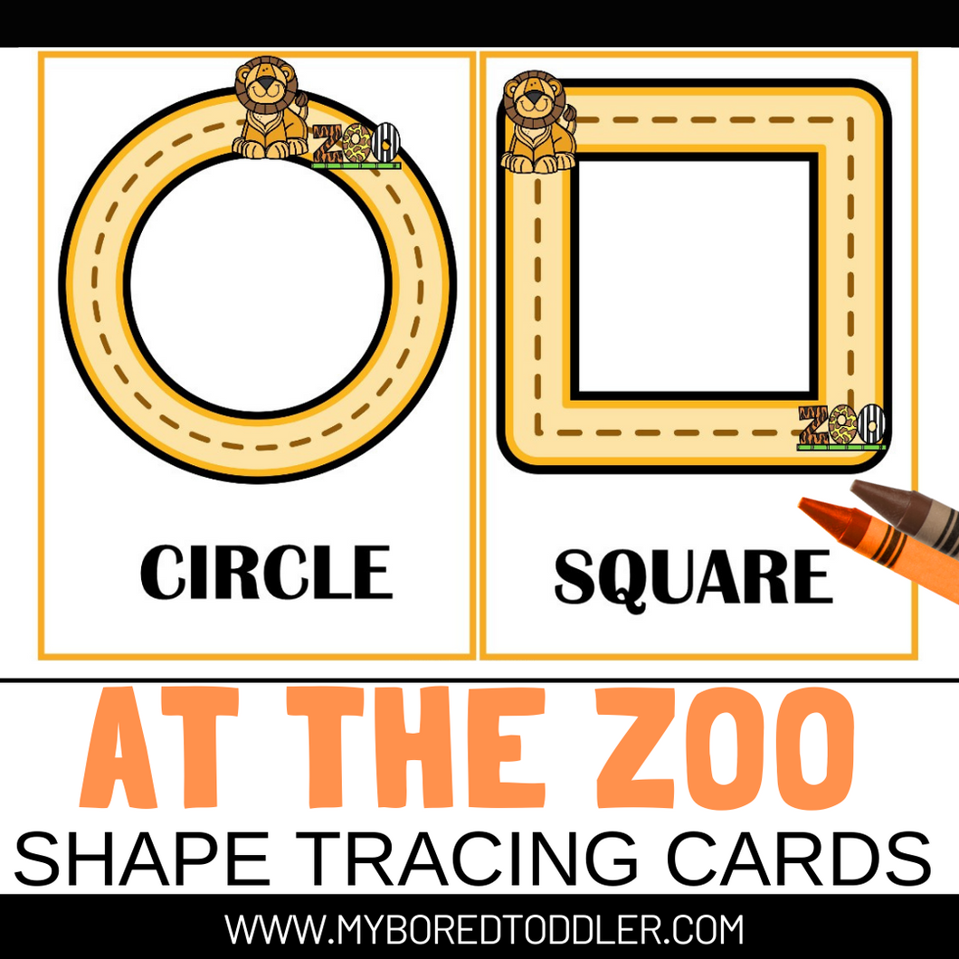 Zoo animal shape tracing cards