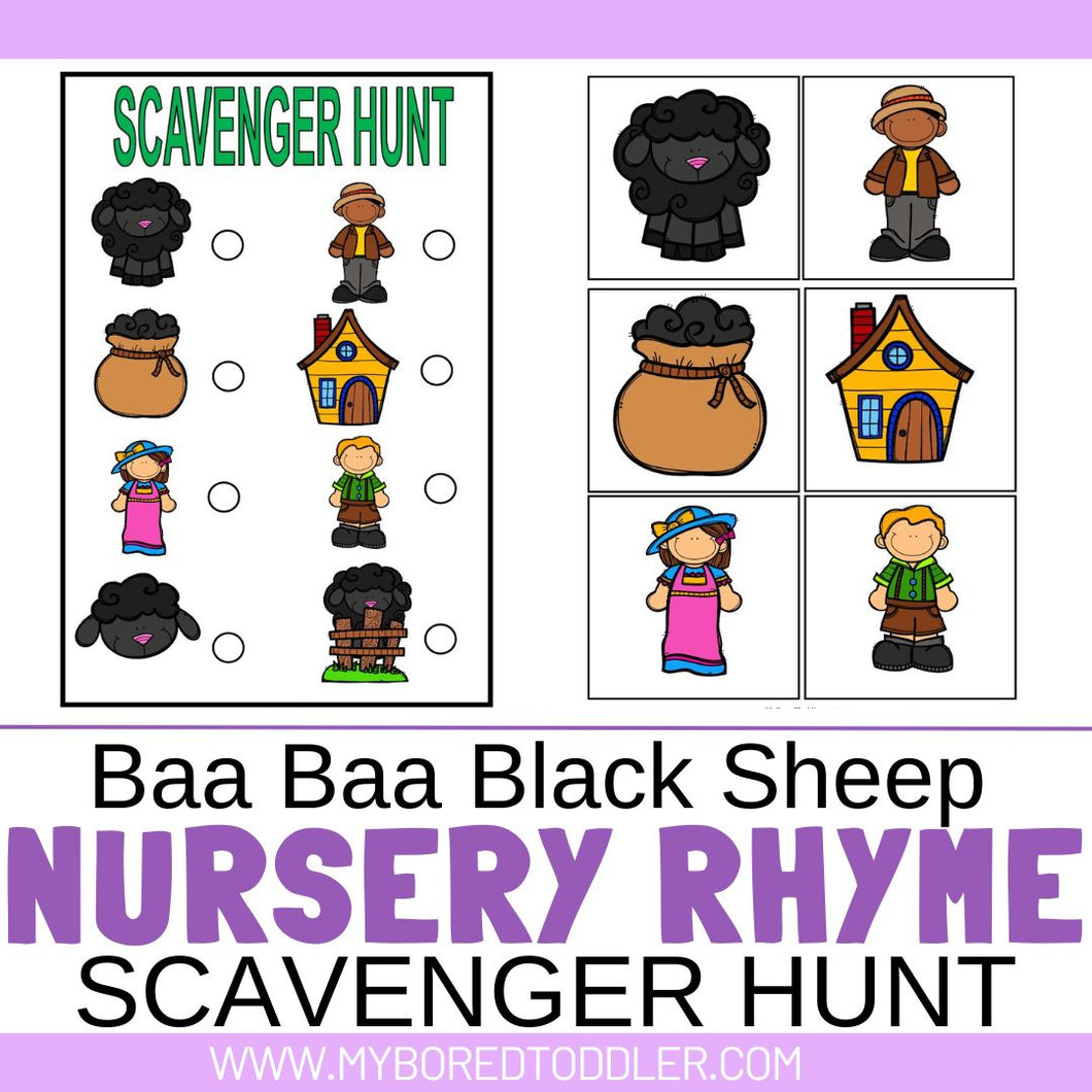 Baa Baa Black Sheep Nursery Rhyme Scavenger Hunt